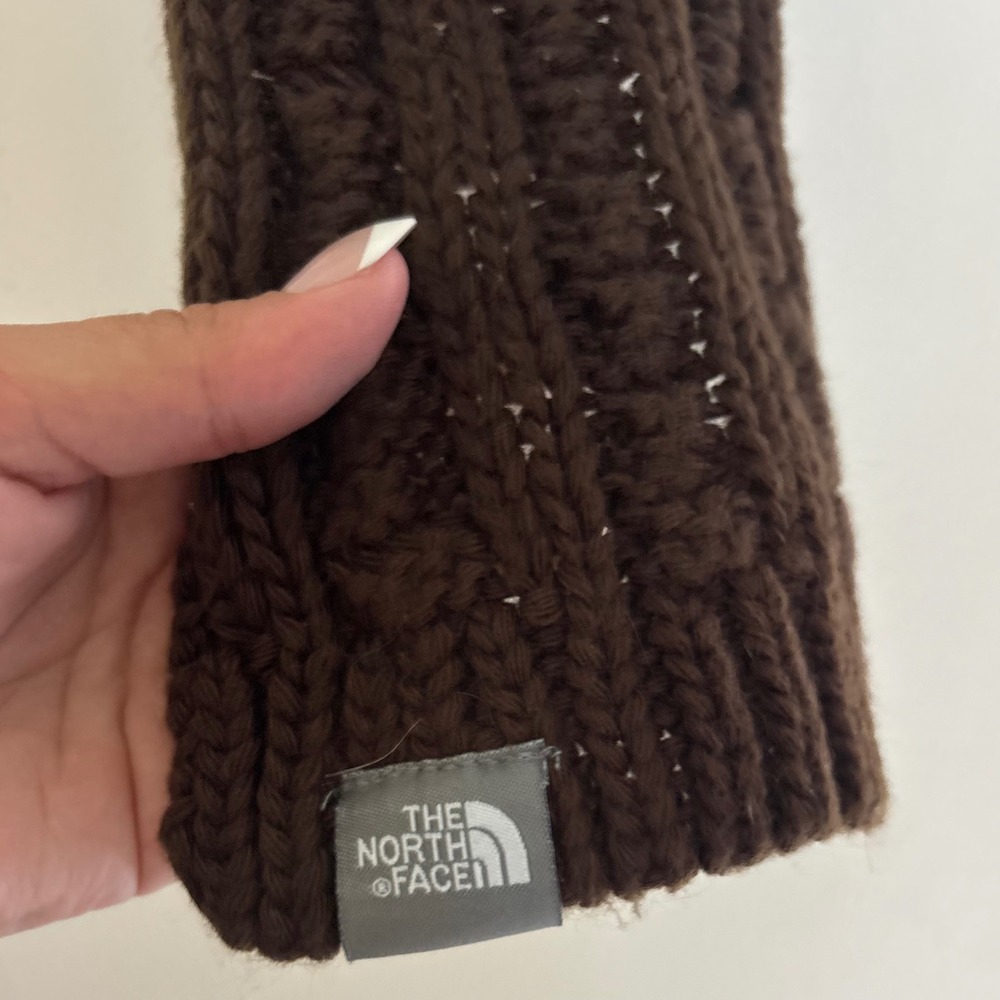 The North Face Brown Cable Knit Scarf Chunky Winter Neck Warmer Unisex Logo